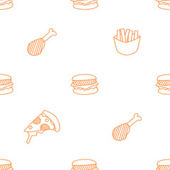 hand drawn fast food pattern