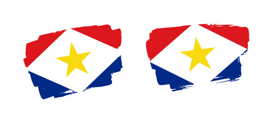 Set of two hand painted Saba brush flag illustration on solid background