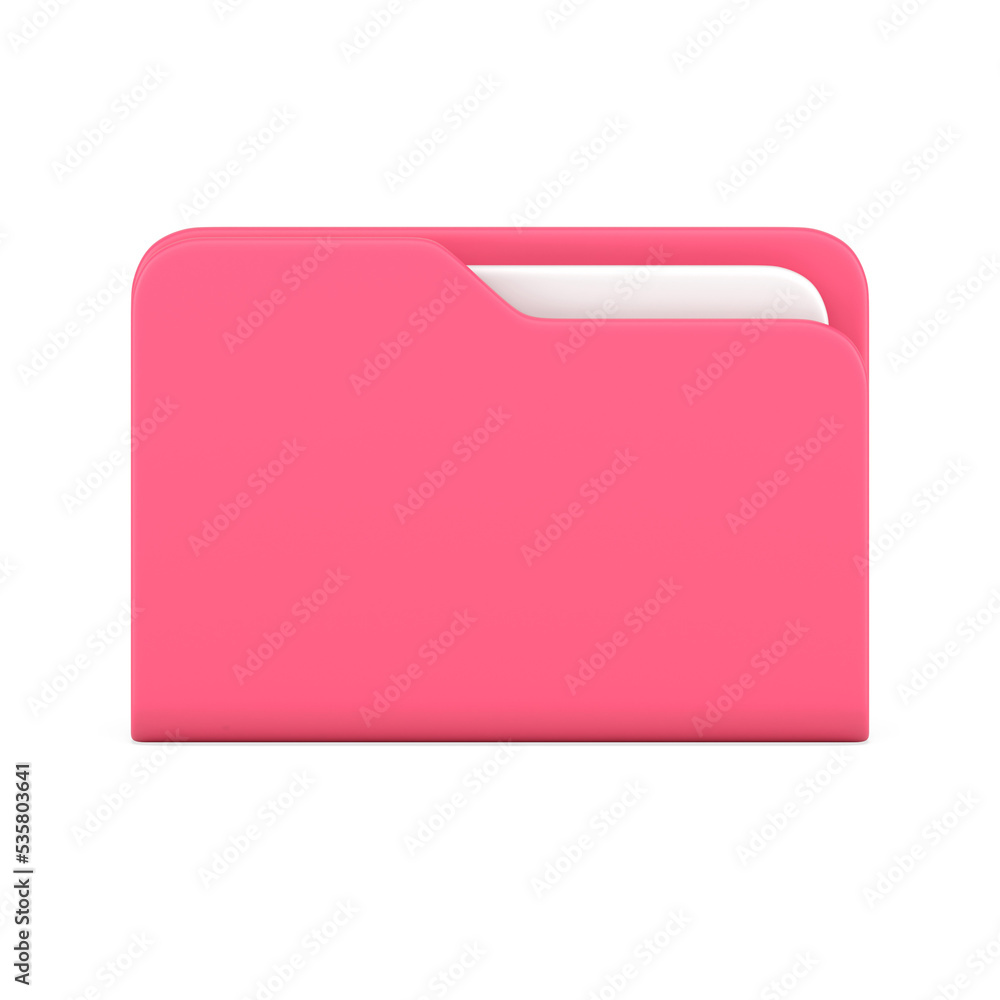 Poster pink business folder 3d icon. volumetric plastic file with documentation