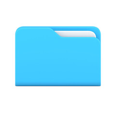 Blue business folder 3d icon. Volumetric plastic file with documentation - obrazy, fototapety, plakaty