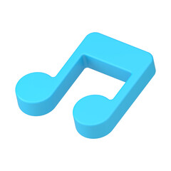 Sound blue note 3d icon. Musical volumetric symbol of symphonies