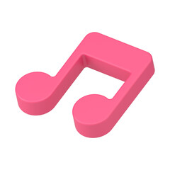 Red note 3d icon. Classical music tone symbol