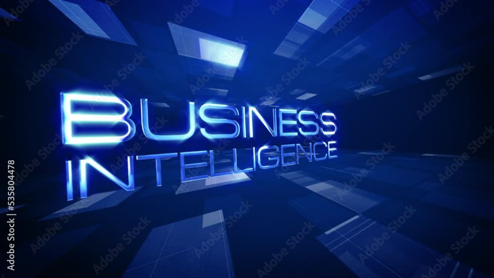 Poster business intelligence text science technology futuristic 3d cinematic title background. animation fo