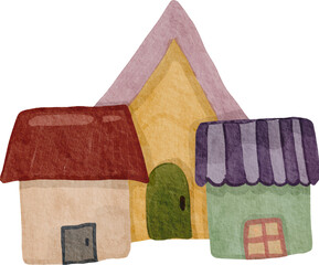 Watercolor little house