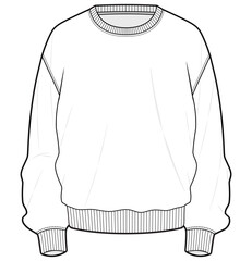 oversize crew neck sweatshirt fashion flat sketch vector illustration