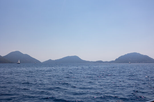 Sea and mountain view. No people in photo.
