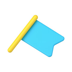 Blue flag as pushpin symbol 3d icon  illustration