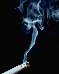 Smoke coming out of a cigarette, back background, 3d render