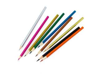 Color pencils on white background