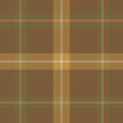 Checkered seamless vector background template. Fibers and textiles. Tartan plaid in dark olive green and brown for modern textile fashion design