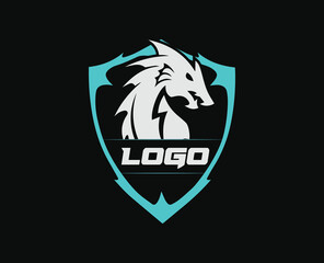 Dragons Shield logo with black background.
