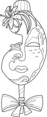 Face Mask Coloring Pages. Japanese girl