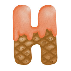 Orange Ice Cream Watercolor Hand Drawn Alphabet H