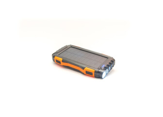 Bright light on built in LED flash of solar power bank mini panel and rugged shell to protect it...