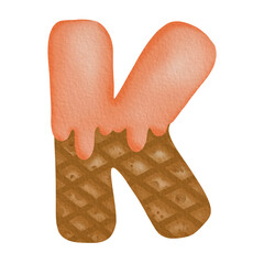 Orange Ice Cream Watercolor Hand Drawn Alphabet K