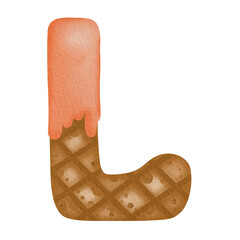 Orange Ice Cream Watercolor Hand Drawn Alphabet L