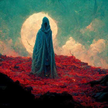 Cloaked Man On Bed Of Roses