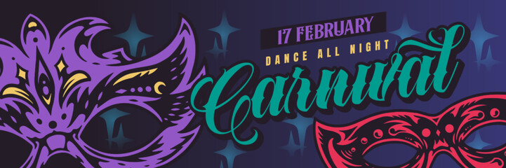 February carnival vintage colorful banner