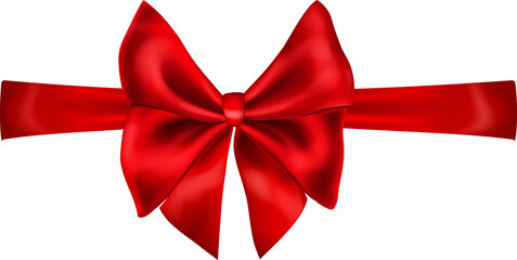 Beautiful red bow with horizontal ribbon
