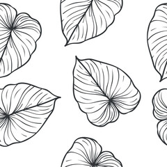 Luxurious nature vector background. Floral pattern, philodendron plant with split leaves with linear monstera plant arts, vector illustration. Vector seamless drawing. seamless pattern with leaves