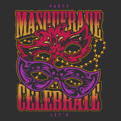 Masquerade celebrate colorful flyer vintage