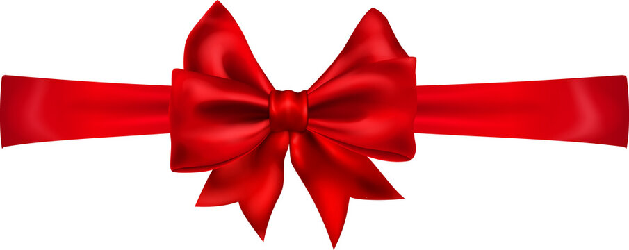 Beautiful red bow with horizontal ribbon