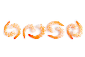Peeled shrimp isolated on white background, Food ingredient, Seafood,