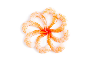 Peeled shrimp isolated on white background, Food ingredient, Seafood,