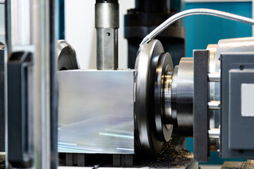 Close up of CNC machine lathe