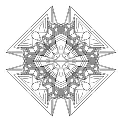 Black linear rosette. Sign for registration of a security document. Geometric shapes from thin lines. Vector symbol pattern.