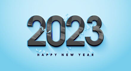 happy new year 2023 background with 3D number illustration.