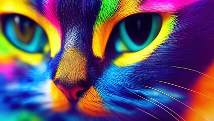 3D rendering of a colorful beautiful European cat