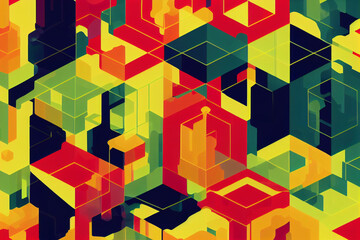 abstract colorful background fluorescent geometric shapes 