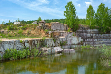 Abandoned marble quarry near the village of Peteni