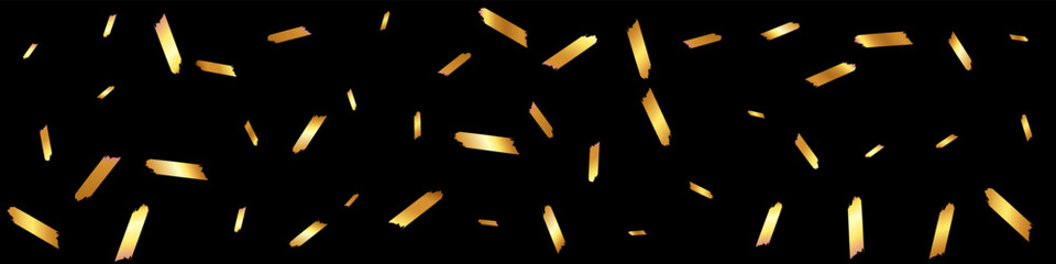 Yellow Brush Vector Black Panoramic Background.