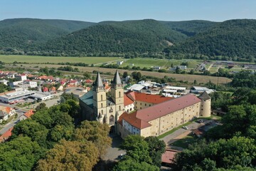 Fototapeta na wymiar Aerial view of the Benedictine monastery in Hronské Beňadik