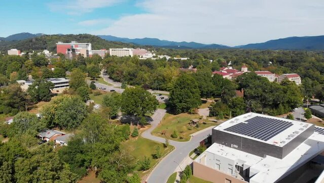 4K Drone Video Of Mission Hospital And Asheville High School In Asheville, NC On Sunny Summer Day - 19