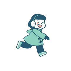 冬　遊ぶ　女の子　イラスト　シンプル