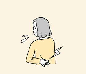 腰痛　腰が痛む中年の女性　ぎっくり腰　ヘルニア　症状　イラスト