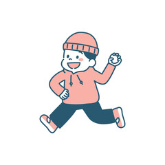 冬　雪合戦　男の子　イラスト　シンプル