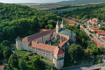 Fototapeta na wymiar Aerial view of the Benedictine monastery in Hronské Beňadik