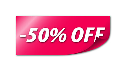 Vector Illustration 50 Percent Off Banner. Modern Red Web Label.