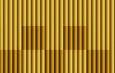 Smooth cylindrical shapes 3D rendered background. Yellow, mustard shades, gradient