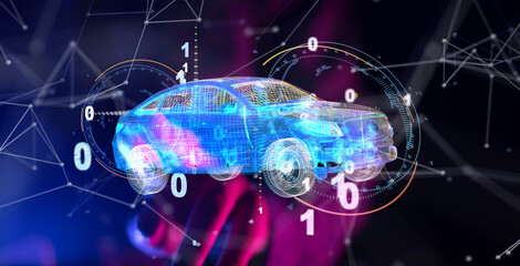 digital car technology smart in virtuel room