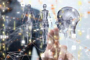 digital medical futuristic interface 3D rendering