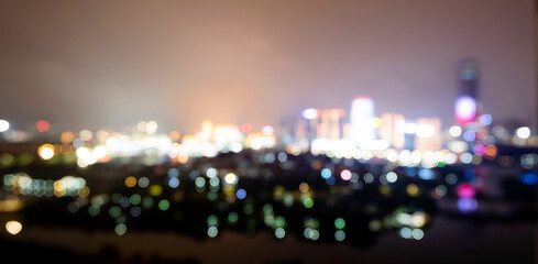 Defocused blur of cityscape at night.