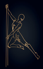 illustration of a girl dancing a pole dance
