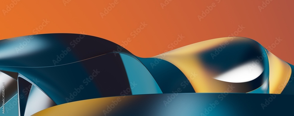 Poster Abstract blue waves background.3d Rendering.
