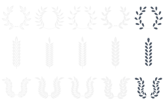 Set of wreaths and branches with leaves. laurel wreaths and branches collection. Laurels wreaths, swirls, twigs and flower ornaments. Herbs, flowers and plants elements.