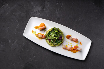 Appetizer with shrimp and herbs